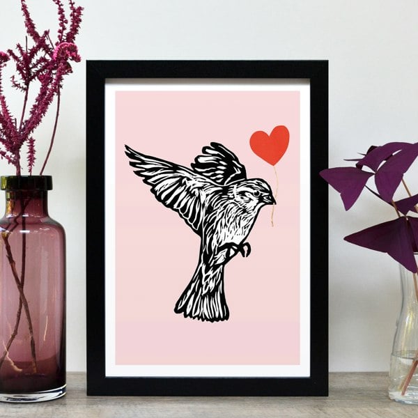 Hands & Hearts Hedge Sparrow feathered friends print