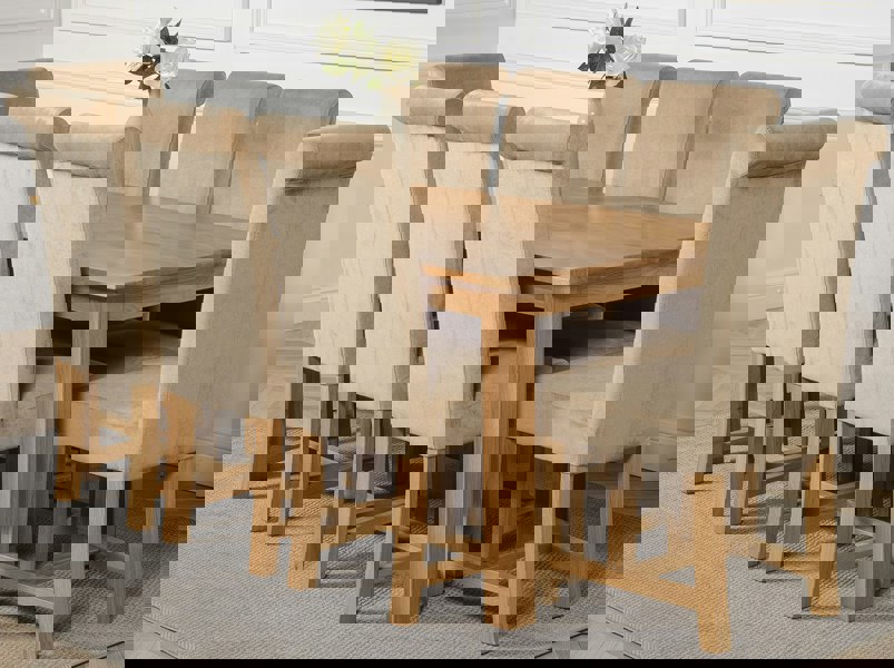 That's Furniture Oslo 180 x 90cm Large Oak Dining Set with Washington Fabric Chairs