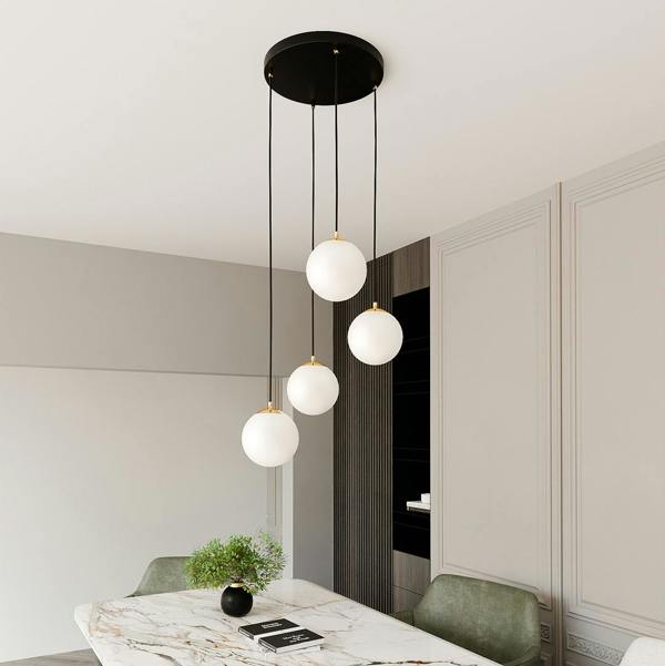 Emibig ROYAL Pendant lamp 4 x E14  Black, gold with White Shade