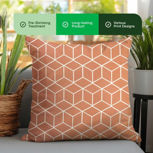 Gardenwize Pair of Outdoor Scatter Cushions – Orange Cube Design