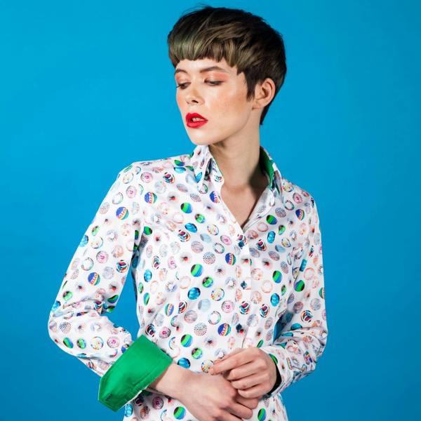 MULTICOLOUR BALLS WOMENS PRINT SHIRT - Premium Men's Patterned Shirt by Claudio Lugli | Bold Design, Tailored Fit, Best Printed Shirts
