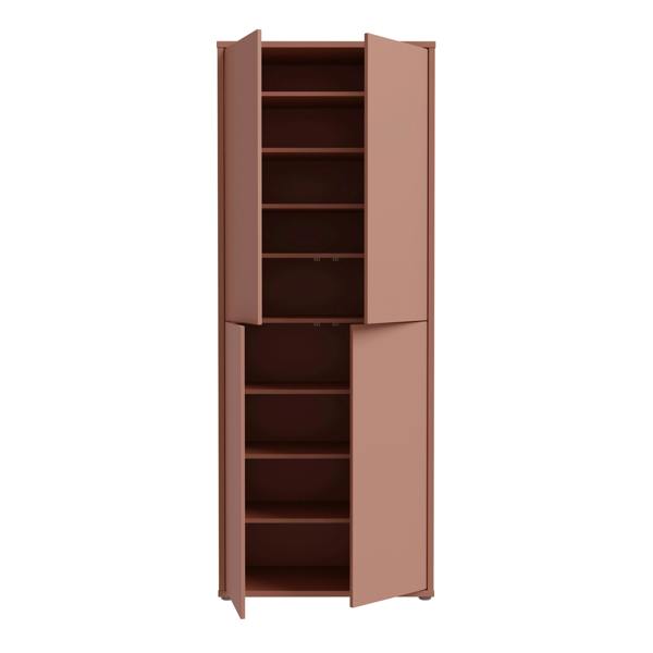 Furniture To Go Alice Springs Tall Shoe Cabinet with 4 Doors Push-to-Open in Terracotta