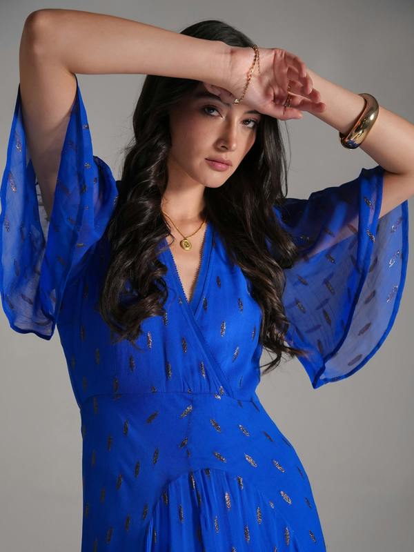 Rose & Nancy Talia Blue Sparkle Maxi Dress