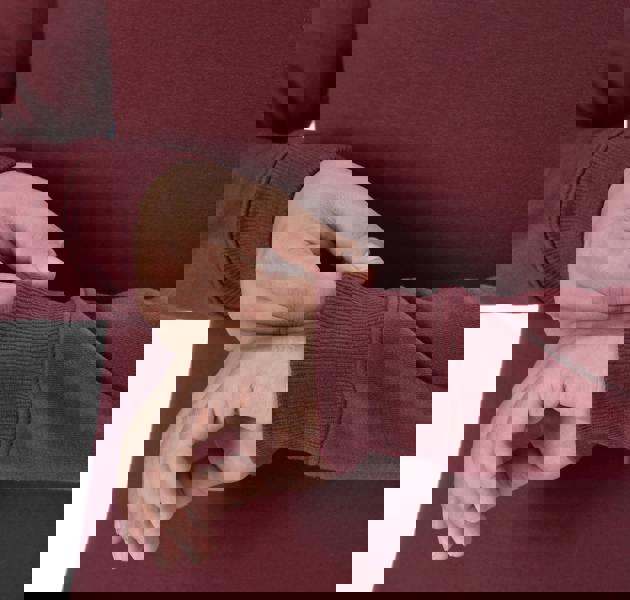 Smart Living Classic Plain Crew Neck Long Sleeve Pullover Sweatshirt Jumper - Burgundy