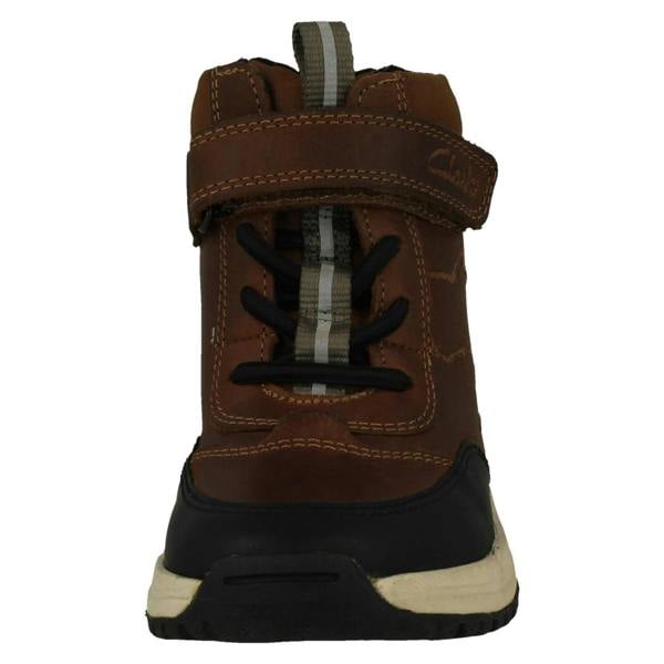 Clarks Boys Clarks Leather Ankle Boots With Bootstrap Cub Seek K