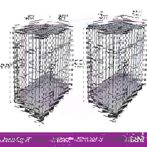 Pretty Pooch Dog Crate Medium Cage Puppy Cat Pet Training Tray and Bed With Two Gloves