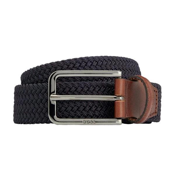 Boss Mens Clorio Woven Leather Belt - Navy - 