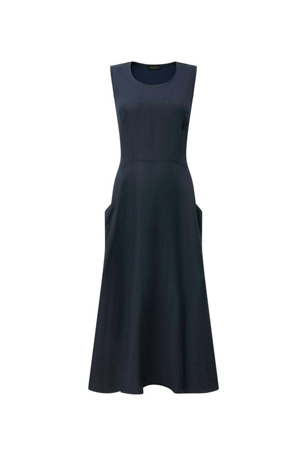 James Lakeland Linen Navy Midi Dress