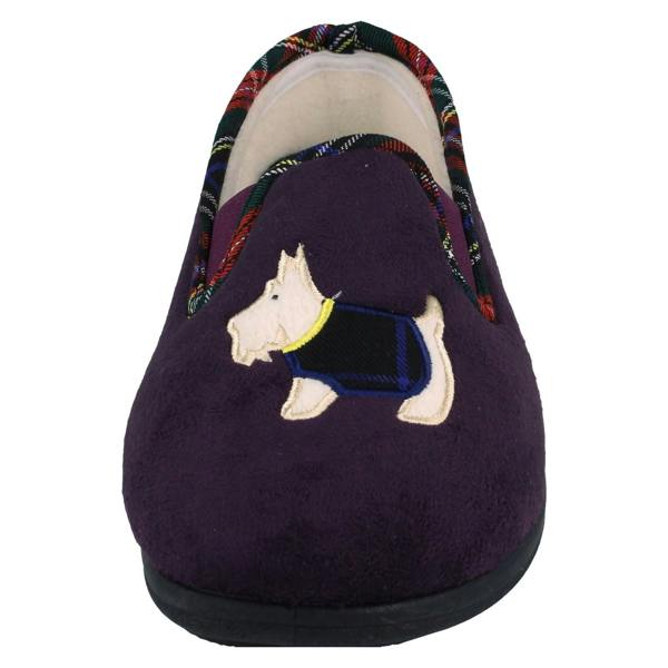 Padders Ladies Padders Wide Fitting Slippers With Dog Detail Dandie