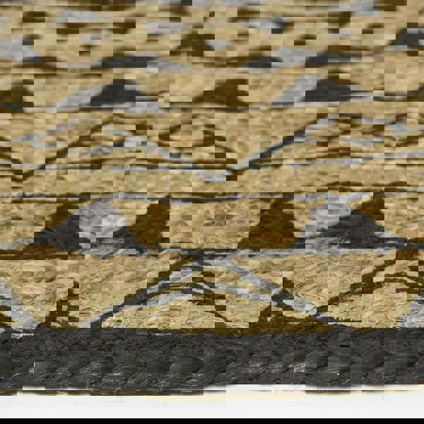 HOMESCAPES Natural & Black Mandala Braided Jute Rug