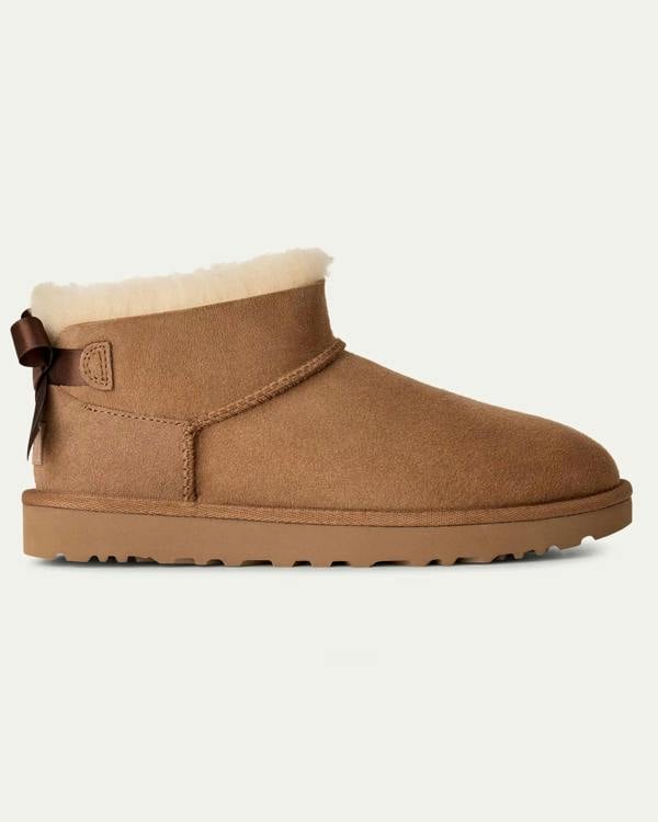UGG Womens Ultra Mini Bailey Bow Boots - Chestnut | CHO | Designer Womens Short Boots