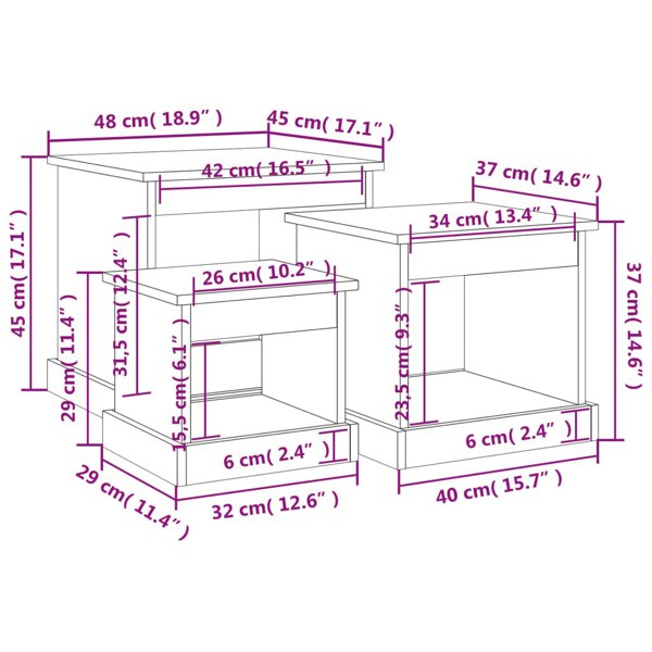 Berkfield Nesting Tables 3 pcs Smoked Oak Engineered Wood