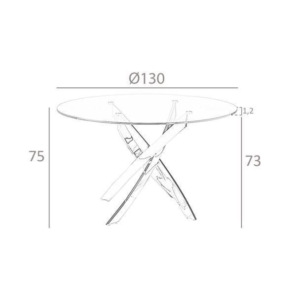 Angel Cerdá Round tempered glass and chrome-plated steel dining table 1061