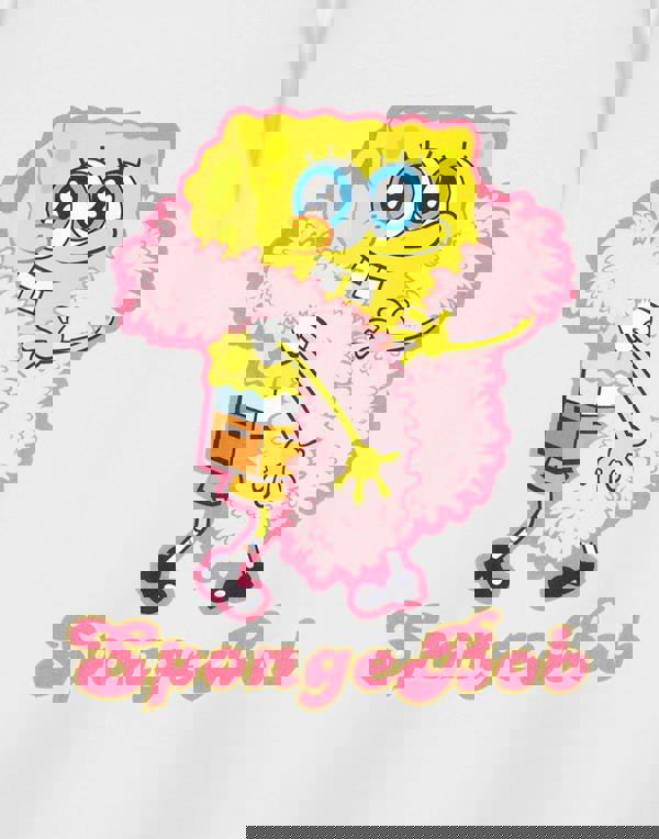 SpongeBob SquarePants Womens White Feather Boa Short Sleeved T-Shirt