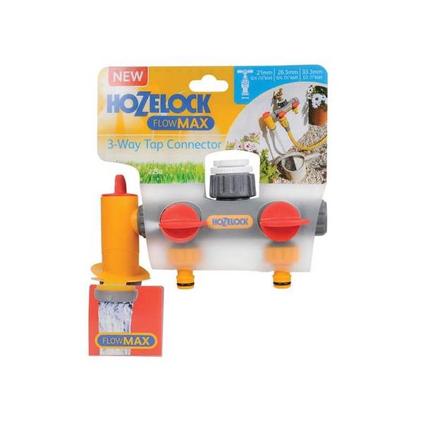 Hozelock 2250 Flowmax 3-way Tap Connector 1/2 - 1in Bsp - Multi Colour - 