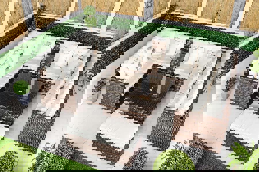 Giardino Havana 8 Seat Modular Sofa Rattan Garden Furniture Set Outdoor Height Adjustable Coffee Table, Bench