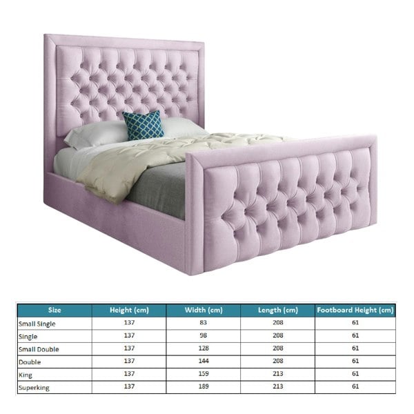 Casa Magna Rovigo Upholstered Soft Velvet Bed Frame - Pink