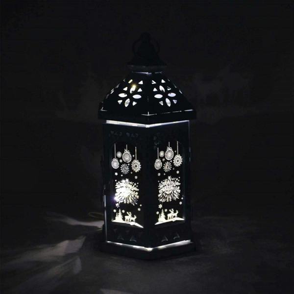 28cm Christmas LED Lantern Decorative Indoor Table Light with USB Operation, White image 6