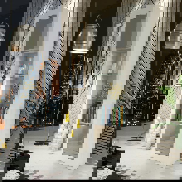 Mex Furniture Modern Display Cabinet 170cm – White Body & Grey Gloss Doors