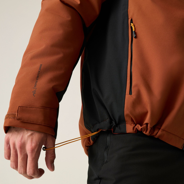 Regatta Mens Highton Two Tone Waterproof Stretch Insulated Jacket - Burnt Henna/Black