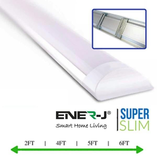 ENER-J Pack of 2 LED Prismatic Battens IP20 18W 60cms 3000K