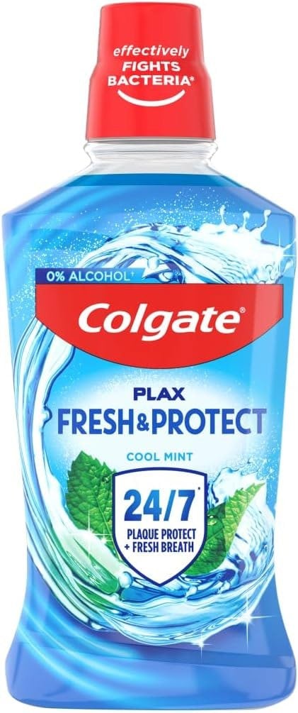 Colgate Plax Fresh & Protect Cool Mint Mouthwash 500ml Pack of 6