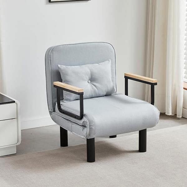 4 in 1 Folding Single Sofa Bed Convertible Adjustable Backrest and Large Cushion