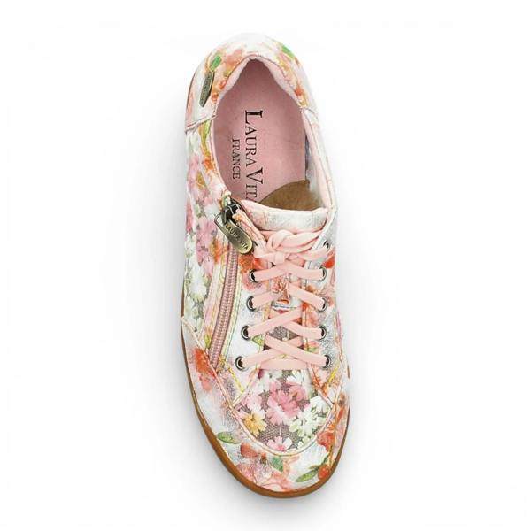 Laura Vita Tivanao 05 - Women's Pink Floral Leather Sneakers