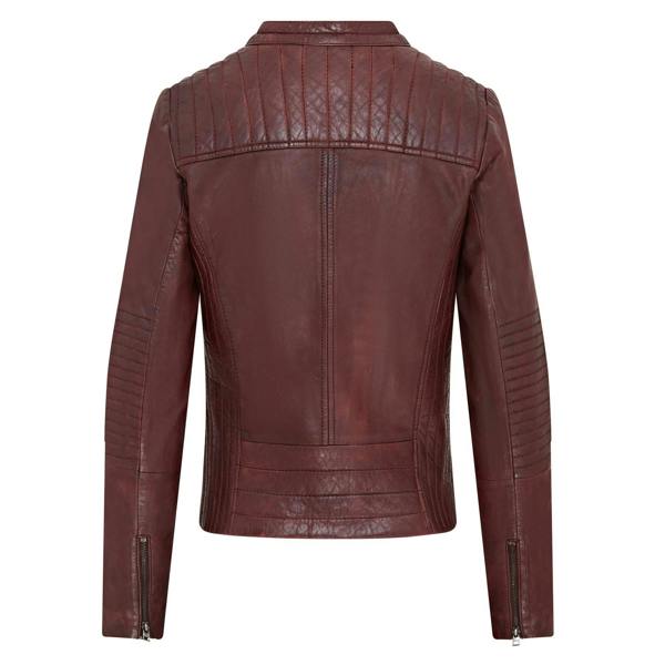 Infinity Leather Womens Burgundy Biker Leather Jacket - Delhi