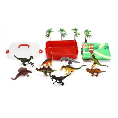 Dyzi Dinosaur Playset With Activity Playmat And 9 Dinosaur Figures