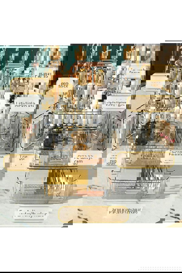 Living and Home Portable Dustproof Cosmetic Desktop Makeup Organizer with Handle