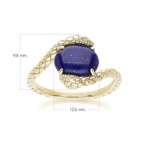 Gemondo ECFEW™ Oval Lapis Lazuli by pass snake set cabochon ring in gold vermeil sterling silver