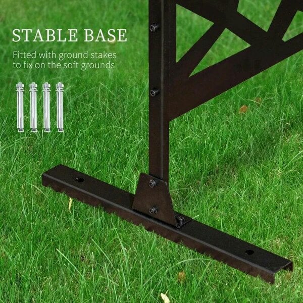Freestanding Garden Partition Screen Metal Decorative with Expansion Screws, Black