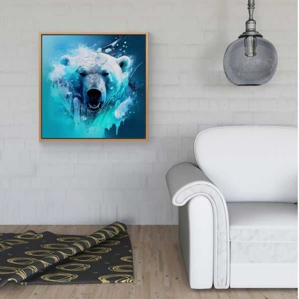 Warren Reed Polar Bear Face Splash Art Framed Canvas