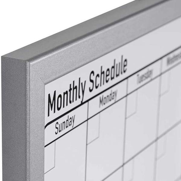 KAV Dry Wipe Magnetic Monthly Planner - Stylish Wood Effect Metal Frame Whiteboard - Organizational Board, Kitchen Meal Planner, Calendar (400x600 mm)