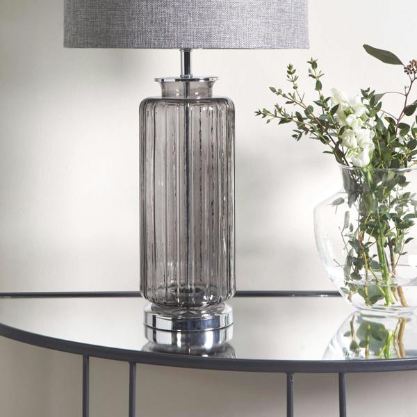 Pagazzi Lighting Brock Grey Smoked Glass Table Lamp