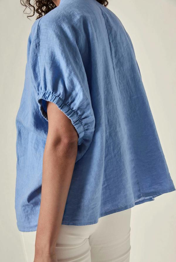 James Lakeland Relaxed Blue Linen Blouse