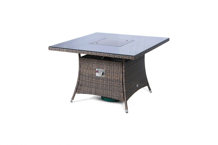 Giardino Arizona Fire Pit 4 Seater Square Rattan Dining Set