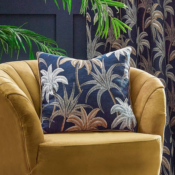 Wylder Tropics Galapagos Jacquard Piped Cushion Cover - Navy
