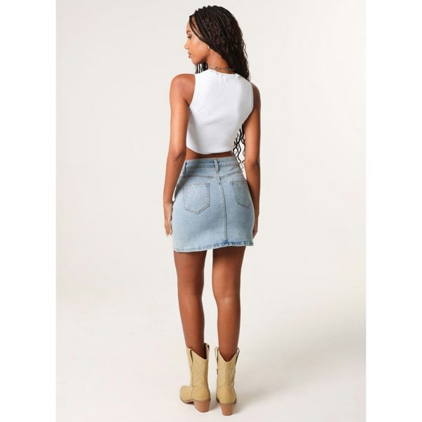 Pink Vanilla Rhinestone Denim Skirt