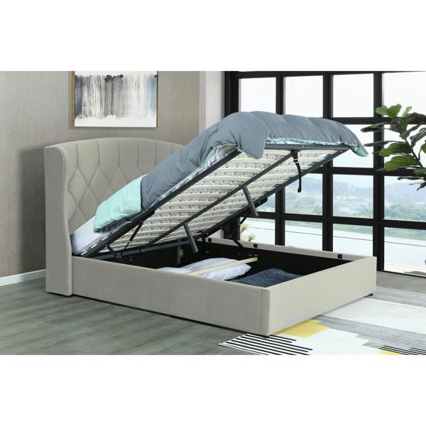TJ's Furniture Mayfair Double Silver Ottoman LED Bedframe