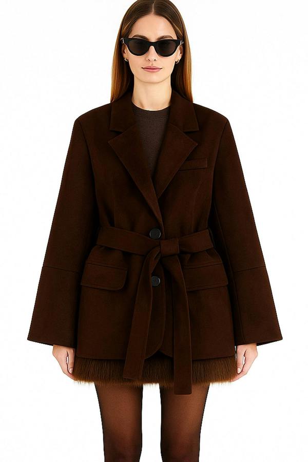 BALOU Suede Belted Jacket