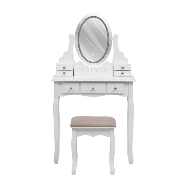 135cm H Makeup Vanity Desk Set with LED Lighting Dressing Tables Living and Home