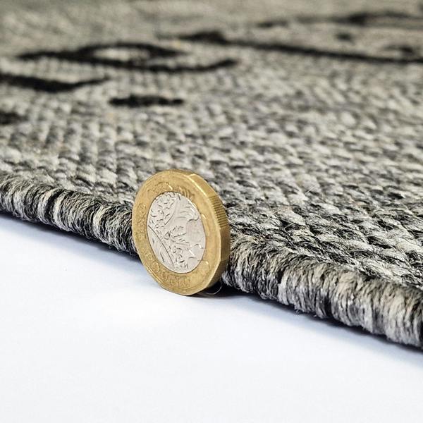 Non-Slip Grey Kitchen Rug Coffee Pattern Flat Weave Sisal Look Area Mat and Runner
