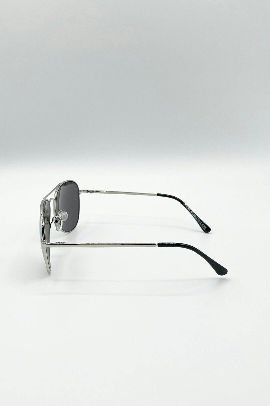 SVNX Aviator Sunglasses Silver Frame With Silver Mirrored Lenses