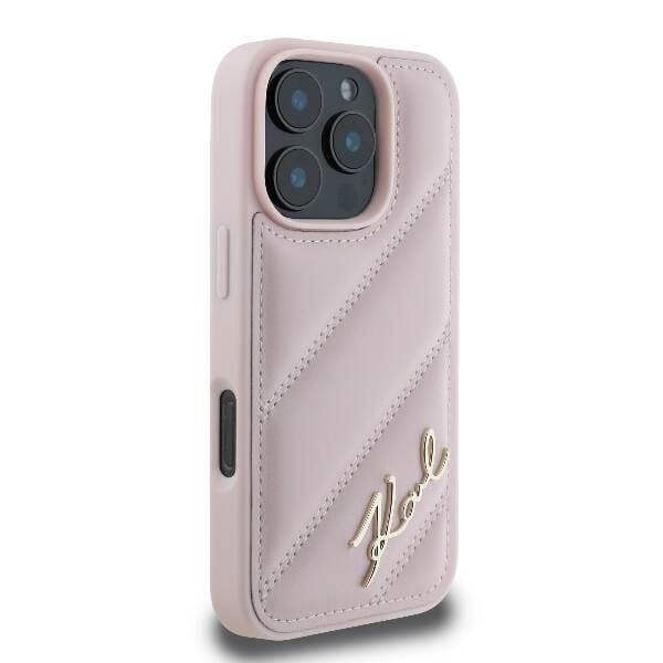 Karl Lagerfeld Quilted Signature Case for iPhone 16 Pro 6.3" Pink - KLHCP16LPQDSMGP