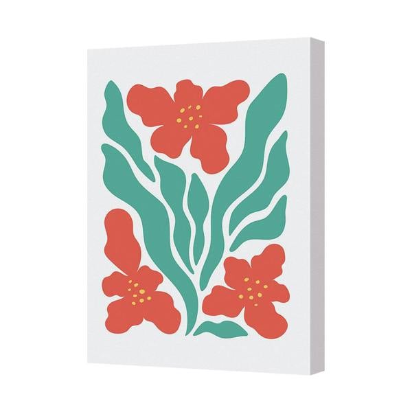 Benjamin Tate Design Contemporary Floral Canvas Art Print With Deep Wood Frame
