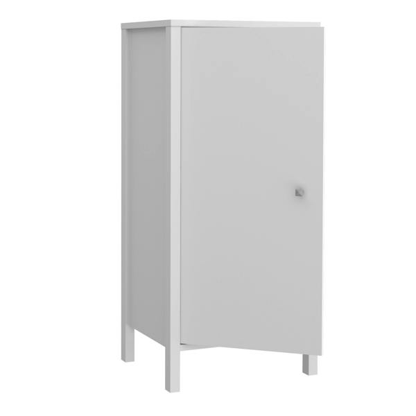 Furniture To Go Ipsarion Under Sink Bathroom Storage Unit with 1 Door & Silver Handle in White