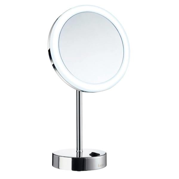 Polished chrome LED shaving/makeup mirror