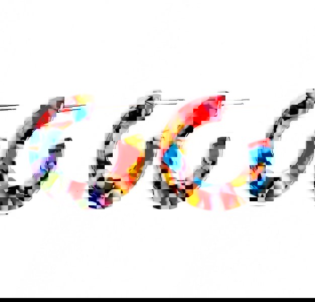 One Of A Kind Club Multicoloured thick small hoop acrylic earrings